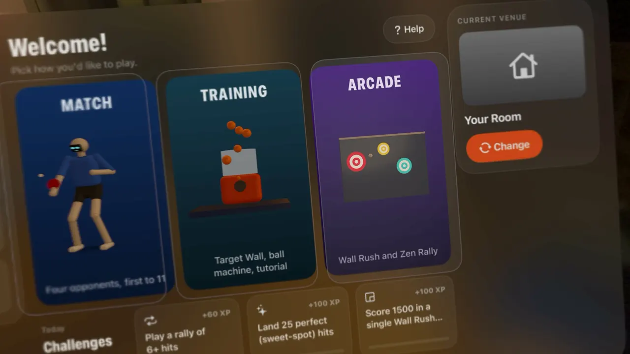 The home screen with game modes